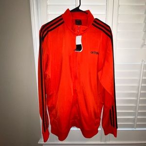 NWT Adidas bright red track jacket. Size Large